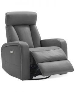 Furniture Dasia Leather Swivel Rocker Power Recliner with