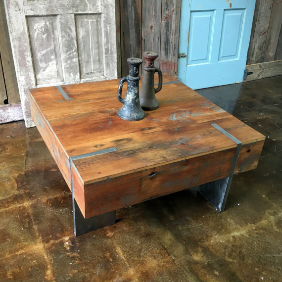 Square Modern Reclaimed Wood Coffee Table - WHAT WE MAKE