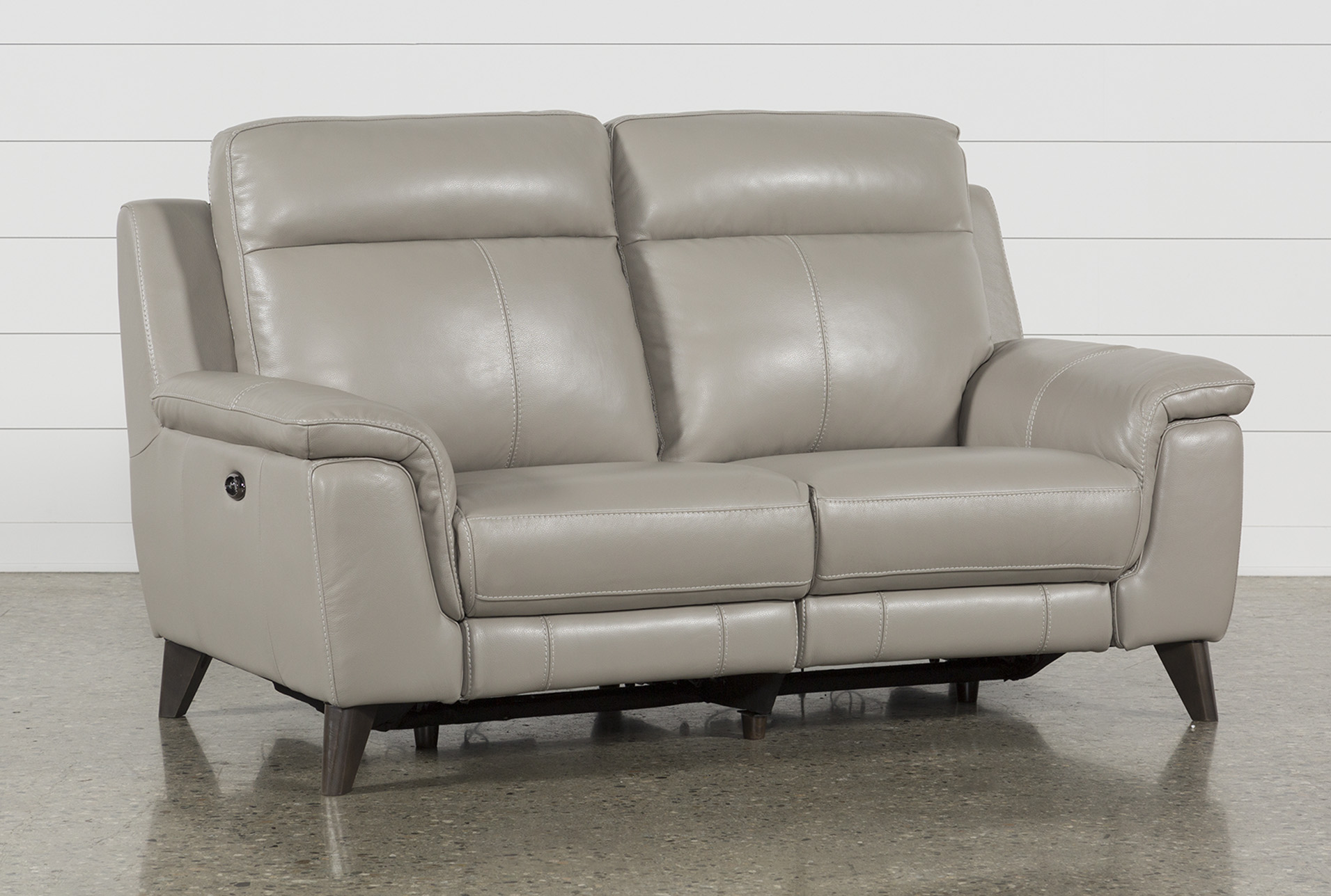 Moana Taupe Leather Dual Power Reclining Loveseat With Usb | Living