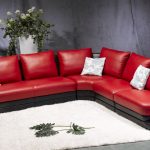 Modern Red/Black Leather Sectional Sofa TOS-FY709