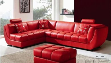 Louella - Cherry Red Leather Sectional Sofa