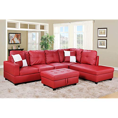 Red Leather Sectional Sofa: Amazon.com