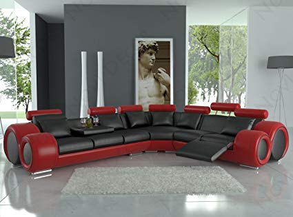 Amazon.com: 4087 Red & Black Bonded Leather Sectional Sofa With