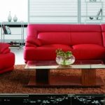 Modern Red Leather Sectional Sofa with Chair - Modern - Living Room