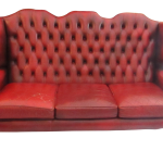 1960s Americana Red Leather Tufted Tall Back Sofa | Chairish