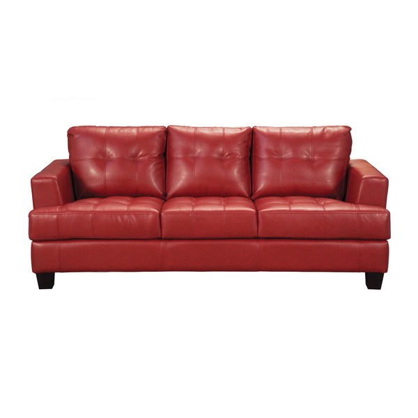 Shop Coaster Company Red Bonded Leather Sofa - Free Shipping Today