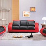 Contemporary Black and Red Leather Sofa Set Atlanta Georgia V-4088