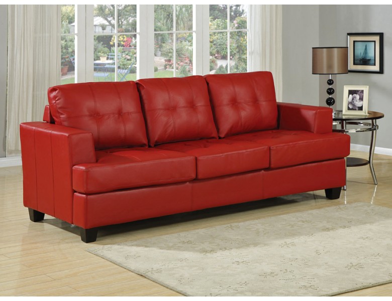 Diamond Red Leather Sofa Bed