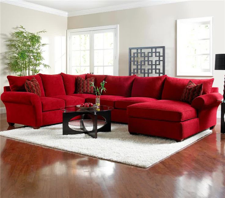 Picture of Red Microfiber Sectionals Highlight Your Living Room