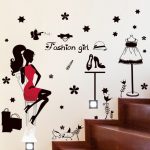 Fashion shopping girl wall stickers decals home decor living room