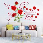 DecalMile Red Rose Removable Wall Stickers Removable Flower Wall