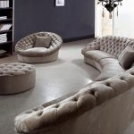 Leon Fabric Sectional Sofa, Chair and Round Ottoman | Fabric