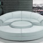 Stylish White Leather Circular Sectional Sofa - Modern - Living Room