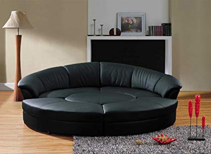 Amazon.com: Vig Furniture Modern Black Leather Circular Sectional