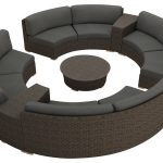 Rattan Furniture Outdoor 7 Piece Round Sectional Sofa Set-in Garden