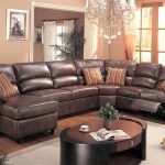 Stylish Leather Sectional Sleeper Sofa With Recliners Brown Leather