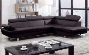 2 Piece Modern Bonded Leather Right Facing Chaise Sectional Sofa