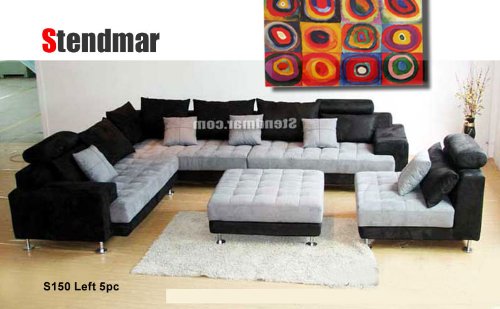 Amazon.com: 5pc Multifunction 2-tone Microfiber Big Sectional Sofa
