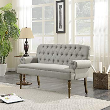 Amazon.com: Belleze Vintage Loveseat Sofa Settee Bench with Wood