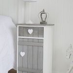 Grey and white Heart Cottage bedside table with cupboard and drawer