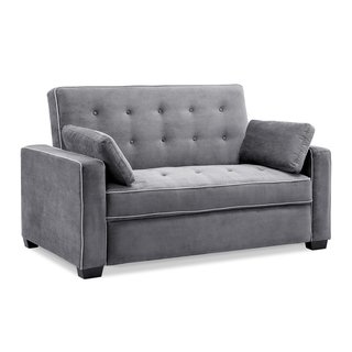 Shop Serta Avery Dream Grey Fabric Upholstered Convertible Full Sofa