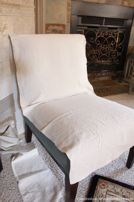 Slipcovering an Armless Accent Chair | Confessions of a Serial Do-it