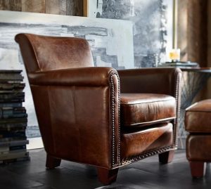 Irving Roll Arm Leather Armchair with Nailheads | House | Furniture