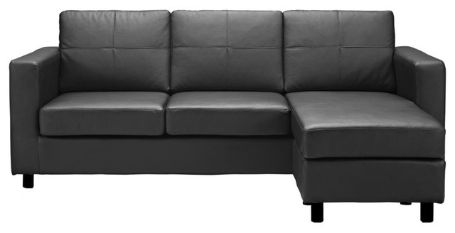 Modern Bonded Leather Sectional Sofa, Small Space Configurable Couch