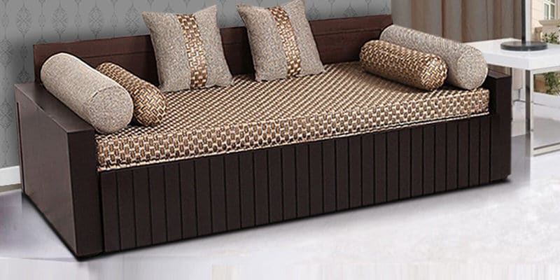 Buy Aster Elegant Sofa Cum Bed in Walnut Finish by ARRA Online