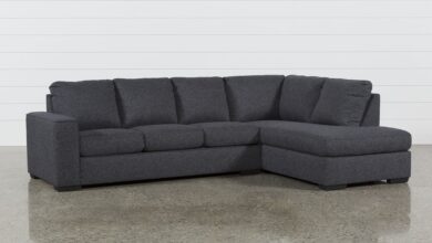 Lucy Dark Grey 2 Piece Sleeper Sectional W/Raf Chaise | Living Spaces