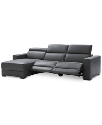 Furniture Nevio 3-pc Leather Sectional Sofa with Chaise, 2 Power