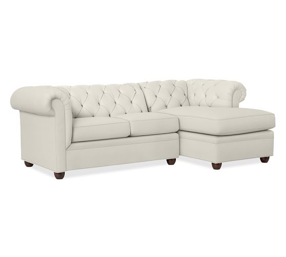 Chesterfield Upholstered Sofa with Chaise Sectional | Pottery Barn