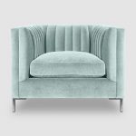 Mid-Century Modern Channel-Tufted Shelter Sofas, Armchairs