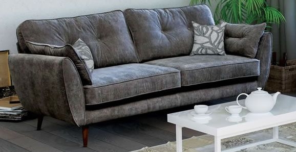 Custom Three Seat Grey Fabric Sofa Sofas Direct, Grey Fabric Sofa
