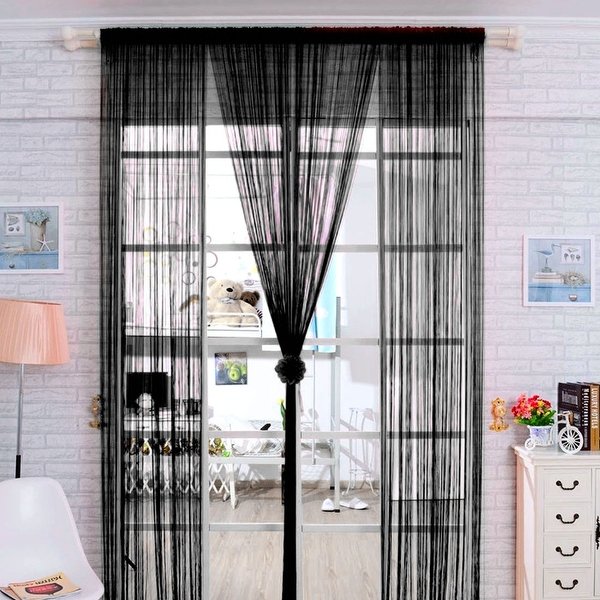 Shop Home Solid Rod Pocket String Curtains Panel Drapes for Window