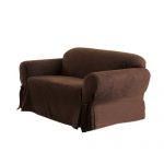 NEW Soft Suede Loveseat Slipcover Chocolate - Sure Fit 47293404467