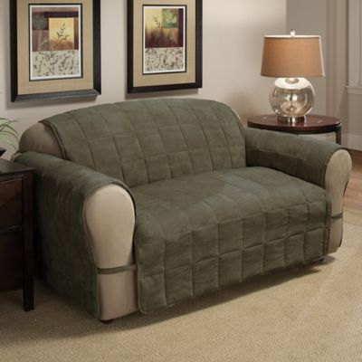 Ultimate Faux Suede Loveseat Protector In Sage | Products | Sofa