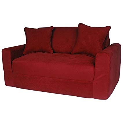 Amazon.com: Fun Furnishings Micro Suede Sofa Sleeper with Pillows
