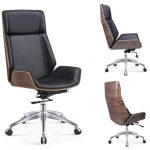 High Back Bentwood Swivel Office Computer Chair Micro Fiber Leather