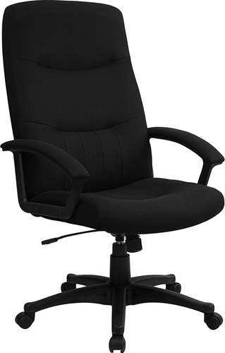 Black Fabric Upholstered High Back Executive Swivel Office Chair by