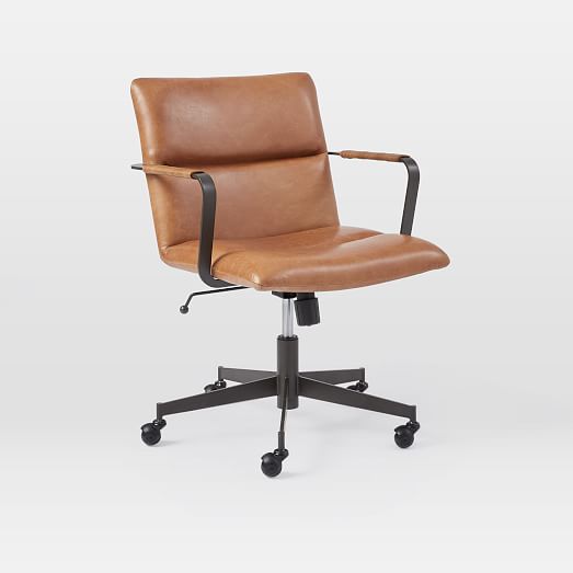 Cooper Mid-Century Leather Swivel Office Chair | west elm