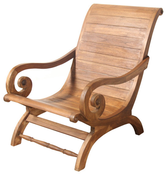 Bali Lounger Lazy Chair Teak Indoor Colonial Style - Asian