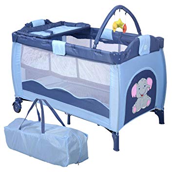 Costway Portable Infant Baby Travel Cot Bed Play Pen Child Bassinet