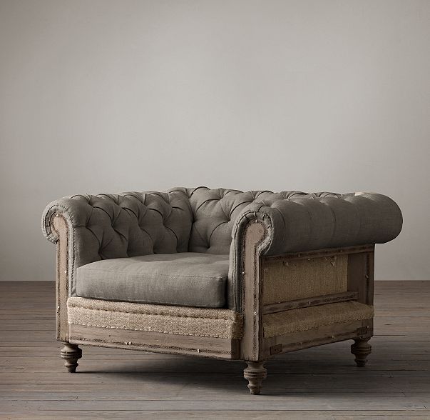 restoration hardware deconstructed chesterfield upholstered chair