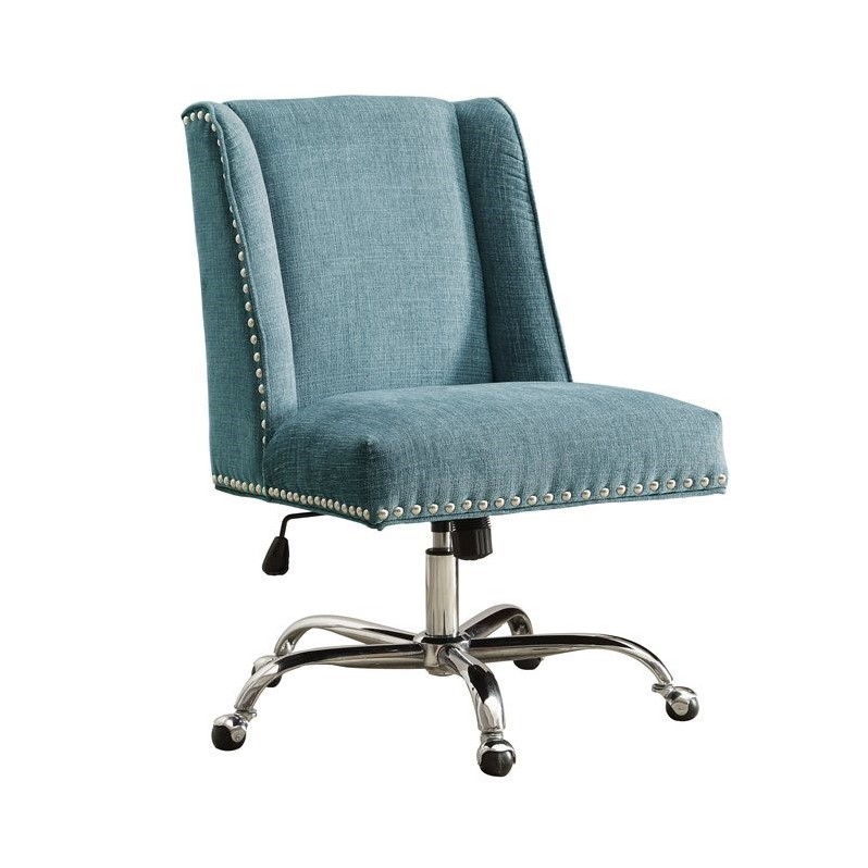 Riverbay Furniture Armless Upholstered Office Chair in Aqua