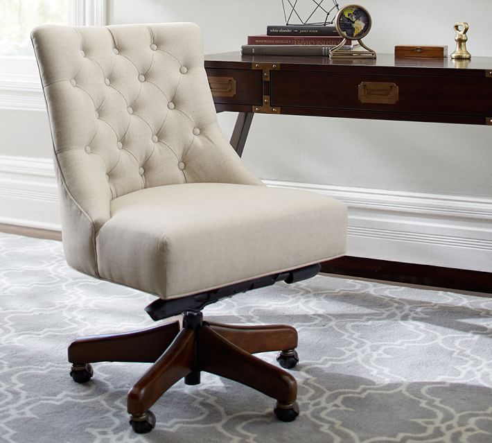 Hayes Tufted Swivel Desk Chair | Pottery Barn