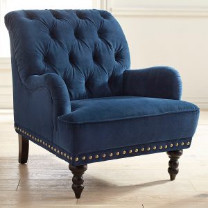 Chas Navy Blue Velvet Armchair | Pier 1