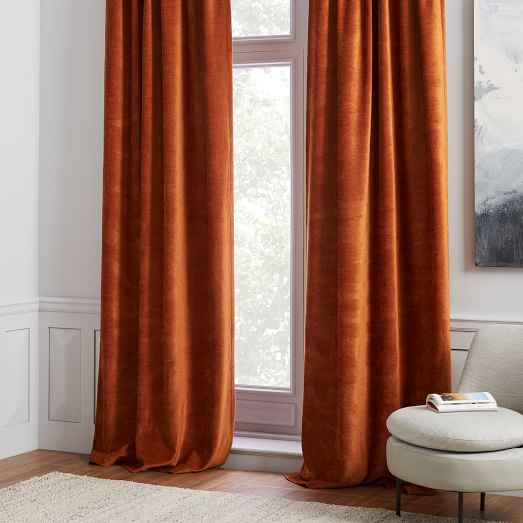 Worn Velvet Curtain - Copper | west elm