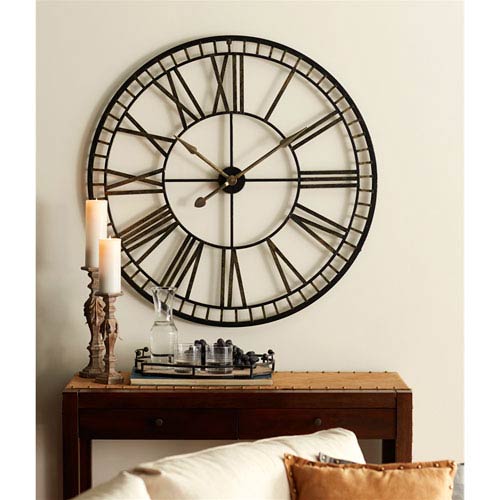 Melrose International Oversized Black And Gold Metal Wall Clock