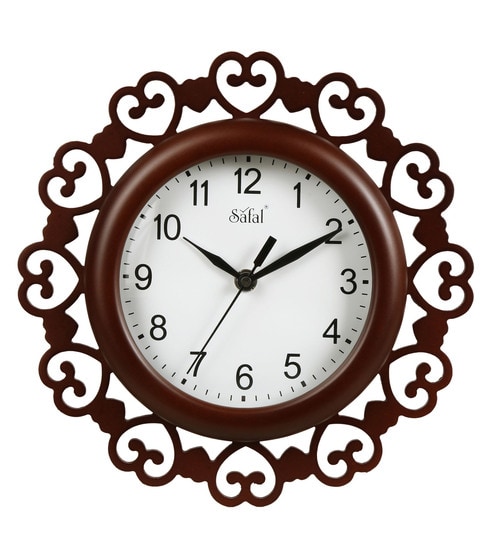 Buy Brown Engineered Wood Wall Clock by Safal Quartz Online